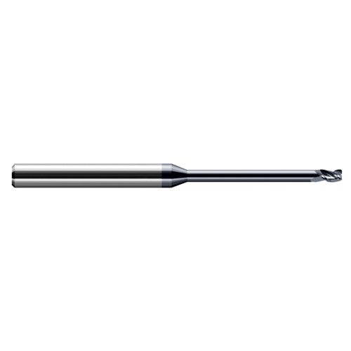Miniature End Mills - Long Reach, Stub Flute - 0.1180″ Cutter Diameter × 0.0100″ Radius × 0.1770″ Length of Cut × 0.9500″ Reach Carbide Corner Radius End Mill, 3 Flutes, AlTiN Coated