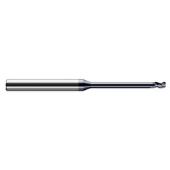 Miniature End Mills - Long Reach, Stub Flute - 0.0620″ (1/16″) Cutter Diameter × 0.0100″ Radius × 0.0930″ (3/32″) Length of Cut × 0.1860″ Reach Carbide Corner Radius End Mill, 3 Flutes, AlTiN Coated
