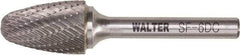 WALTER Surface Technologies - 5/8" Cut Diam, 1/4" Shank Diam, Tree Head Double Cut Burr - Tungsten Carbide, 1" LOC, 4" OAL - USA Tool & Supply