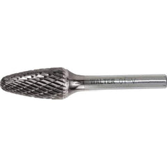 WALTER Surface Technologies - 3/8" Cut Diam, 1/4" Shank Diam, Tree Head Single Cut Burr - Tungsten Carbide, 3/4" LOC, 4-3/8" OAL - USA Tool & Supply