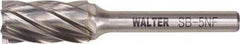 WALTER Surface Technologies - 1/2" Cut Diam, 1/4" Shank Diam, Cylinder Head Double Cut Burr - Tungsten Carbide, 1" LOC, 2.75" OAL - USA Tool & Supply