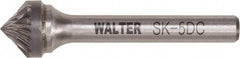 WALTER Surface Technologies - 1/2" Cut Diam, 1/4" Shank Diam, Cone Head Double Cut Burr - Tungsten Carbide, 1/4" LOC, 4-1/4" OAL - USA Tool & Supply