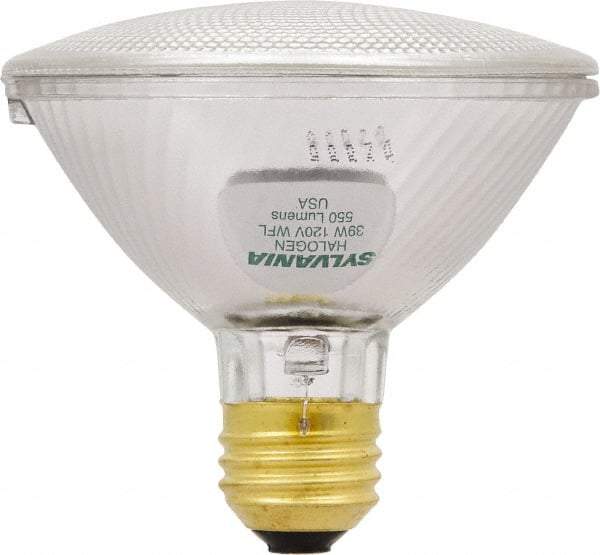 SYLVANIA - 39 Watt Halogen Flood/Spot Medium Screw Lamp - 2,950°K Color Temp, 500 Lumens, Dimmable, PAR30, 1,000 hr Avg Life - USA Tool & Supply