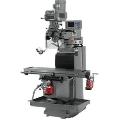 Jet - 54" Table Width x 12" Table Length, Variable Speed Pulley Control, 3 Phase Knee Milling Machine - R8 Spindle Taper, 5 hp - USA Tool & Supply