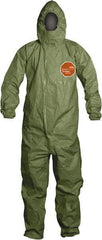 Dupont - Size 3XL Hazmat Chemical Resistant General Purpose Coveralls - Green, Zipper Closure, Elastic Cuffs, Elastic Ankles, Taped Seams - USA Tool & Supply