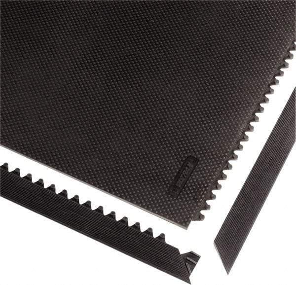 Notrax - 3' Long x 2" Wide x 1/2" Thick, Anti-Fatigue Modular Matting Tiles - Female, 4 Interlocking Sides, Black, For Dry Areas, Series 041 - USA Tool & Supply