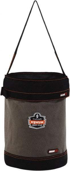 Ergodyne - 1 Pocket Gray & Black Canvas Tool Bucket - 12-1/2" Wide x 12-1/2" Deep x 17" High - USA Tool & Supply