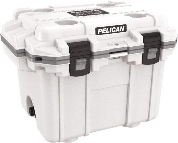 Pelican Products, Inc. - 30 Qt Cooler - Polypropylene, White/Gray - USA Tool & Supply