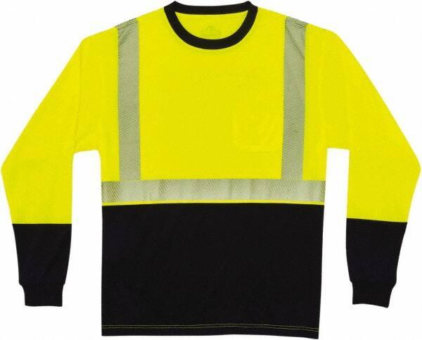 Ergodyne - Size M, Lime/Black, High Visibility, Long Sleeve T-Pocket, - 36 to 38" Chest, 1 Pocket, Polyester - USA Tool & Supply