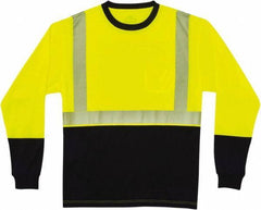 Ergodyne - Size M, Lime/Black, High Visibility, Long Sleeve T-Pocket, - 36 to 38" Chest, 1 Pocket, Polyester - USA Tool & Supply