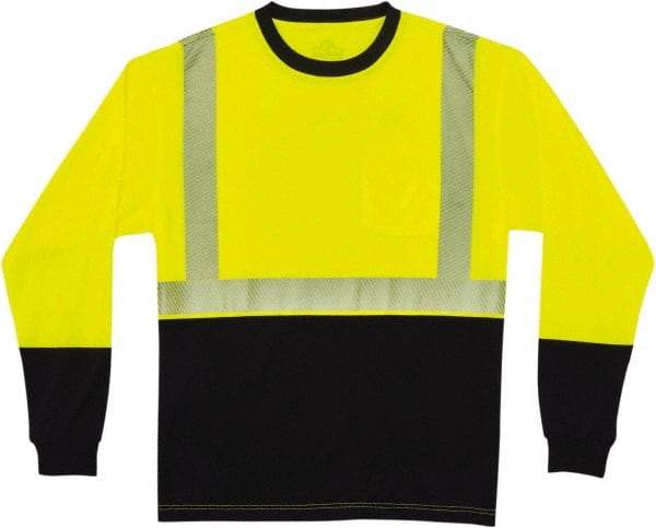 Ergodyne - Size 2XL, Lime/Black, High Visibility, Long Sleeve T-Pocket, - 46 to 50" Chest, 1 Pocket, Polyester - USA Tool & Supply