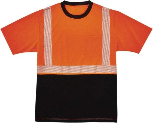 Ergodyne - Size L, Orange/Black, High Visibility, Short Sleeve T-Pocket, - 38 to 42" Chest, 1 Pocket, Polyester - USA Tool & Supply