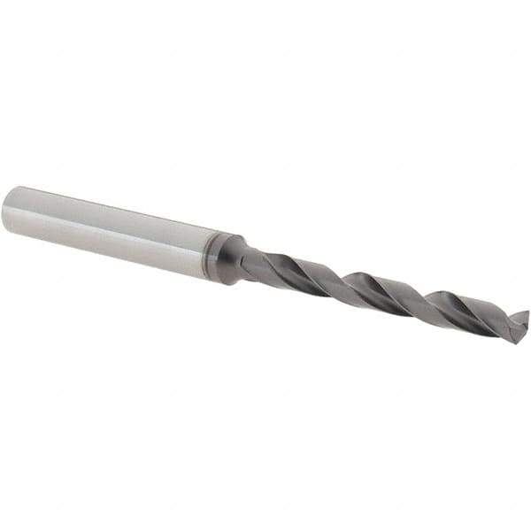 Iscar - 4mm 140° Solid Carbide Jobber Drill - TiAlN Finish, Right Hand Cut, Spiral Flute, Straight Shank, 74mm OAL, Standard Point - USA Tool & Supply
