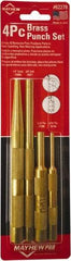 Mayhew - 4 Piece, 3/16 to 3/8", Assorted Brass Punch Kit - Round Shank, Brass, Comes in Carded - USA Tool & Supply