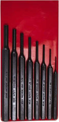 Mayhew - 8 Piece, 1/16 to 5/16", Pro Pin Punch Kit - Round Shank, Steel, Comes in Pouch - USA Tool & Supply