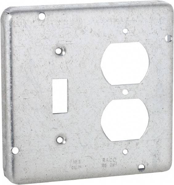 Hubbell-Raco - Electrical Outlet Box Steel Cover - Includes Mounting Hardware - USA Tool & Supply