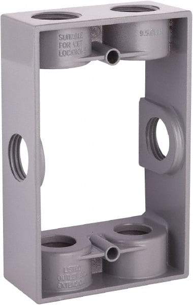 Hubbell-Raco - 1 Gang, (6) 1/2" Knockouts, Aluminum Rectangle Device Box - 4-9/16" Overall Height x 1.344" Overall Depth, Weather Resistant - USA Tool & Supply