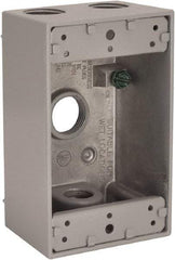 Hubbell-Raco - 1 Gang, (4) 1/2" Knockouts, Aluminum Rectangle Device Box - 4-1/2" Overall Height x 2" Overall Depth, Weather Resistant - USA Tool & Supply