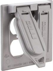 Hubbell-Raco - 2 Outlet, Powder Coat Finish, Rectangle Weather Resistant Box Cover - 1" Long x 4-17/32" Wide x 4-17/32" High, Wet Location, Aluminum, UL Listed - USA Tool & Supply