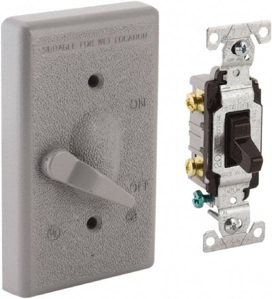 Hubbell-Raco - 1 Outlet, Powder Coat Finish, Rectangle Weather Resistant Box Cover - 0.859" Long x 2.828" Wide x 4.609" High, Wet Location, Aluminum, CSA Certified & UL Listed - USA Tool & Supply