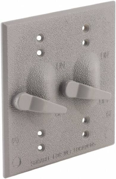 Hubbell-Raco - 2 Outlet, Powder Coat Finish, Rectangle Weather Resistant Box Cover - 0.859" Long x 4-17/32" Wide x 4-17/32" High, Wet Location, Aluminum, CSA Certified & UL Listed - USA Tool & Supply