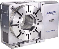 Samchully - 1 Spindle, 518mm Horizontal & Vertical Rotary Table - 600 kg (1320 Lb) Max Horiz Load, 335mm Centerline Height, 264mm Through Hole - USA Tool & Supply