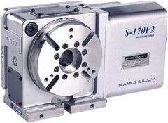 Samchully - 1 Spindle, 210mm Horizontal & Vertical Rotary Table - 200 kg (440 Lb) Max Horiz Load, 170mm Centerline Height, 45mm Through Hole - USA Tool & Supply