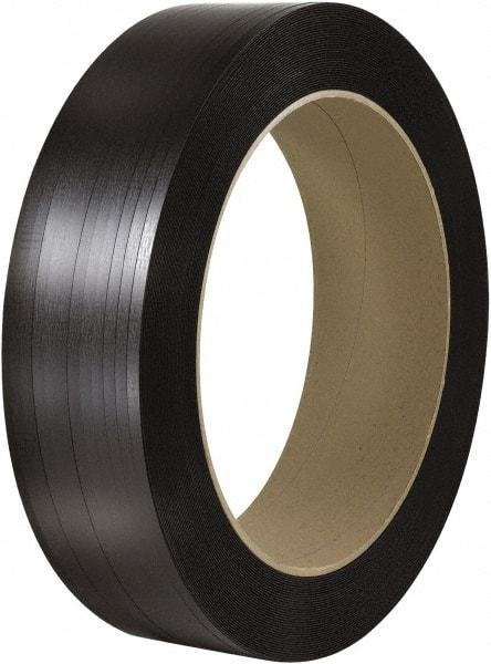 Made in USA - 4,500' Long x 1/2" Wide, Coil Case Polyester Hand Strapping - 500 Lb Capacity, 0.015" Thick - USA Tool & Supply