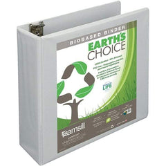 Samsill - 575 Sheet Capacity, 8-1/2 x 11", View Ring Binder - Polypropylene, White - USA Tool & Supply