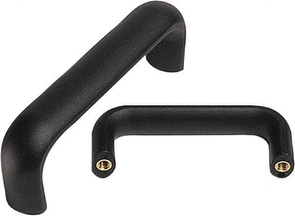 Electro Hardware - 3.7" Between Centers M6 Hole, Polyamide External Pull Handle - 0.79" Handle Width, 1.59" Handle Height, 4.19" OAL, Black Finish - USA Tool & Supply