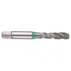 M10x1.5 6H 3-Flute Cobalt Green Ring Semi-Bottoming 40 degree Spiral Flute Tap-TiCN - USA Tool & Supply