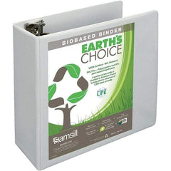 Samsill - 700 Sheet Capacity, 8-1/2 x 11", View Ring Binder - Polypropylene, White - USA Tool & Supply