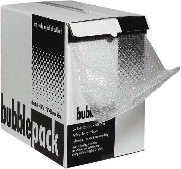 Made in USA - 50' Long x 24" Wide x 1/2" Thick, Bubble Roll - Clear - USA Tool & Supply