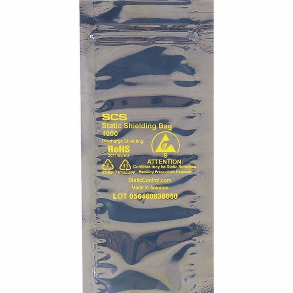 Made in USA - 8" Long x 4" Wide, 3.1 mil Thick, Self Seal Static Shield Bag - Transparent, Metal-In, Standard Grade - USA Tool & Supply