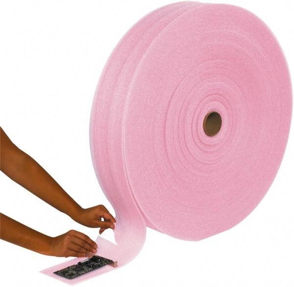 Made in USA - 6,600" Long x 12" Wide, Antistatic Foam Roll - Pink, Standard Grade - USA Tool & Supply