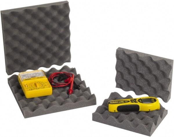 Made in USA - 16" Wide x 2" Thick, Convoluted Foam - Charcoal - USA Tool & Supply