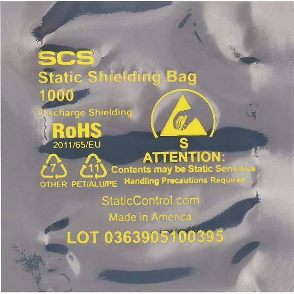 Made in USA - 4" Long x 2" Wide, 3.1 mil Thick, Open Top Static Shield Bag - Transparent, Metal-In, Standard Grade - USA Tool & Supply