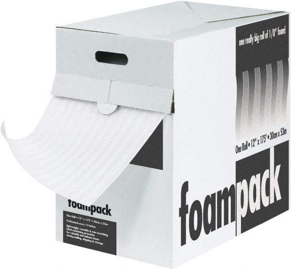 Made in USA - 350' Long x 12" Wide x 1/16" Thick, Polyethylene Foam - White - USA Tool & Supply