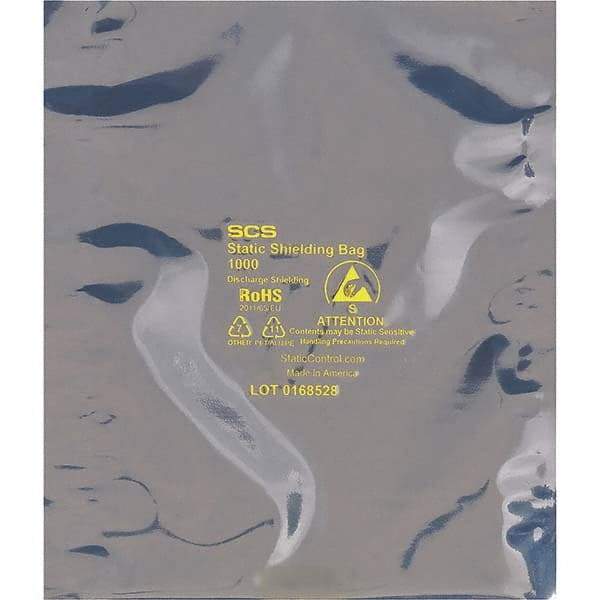 Made in USA - 6" Long x 2" Wide, 3.1 mil Thick, Open Top Static Shield Bag - Transparent, Metal-In, Standard Grade - USA Tool & Supply