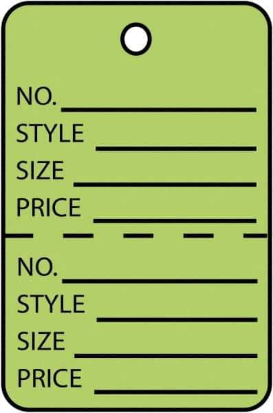 Made in USA - 1-1/4" High x 1-7/8" Long, General Information, English Safety & Facility Retail Tag - Green Cardstock - USA Tool & Supply