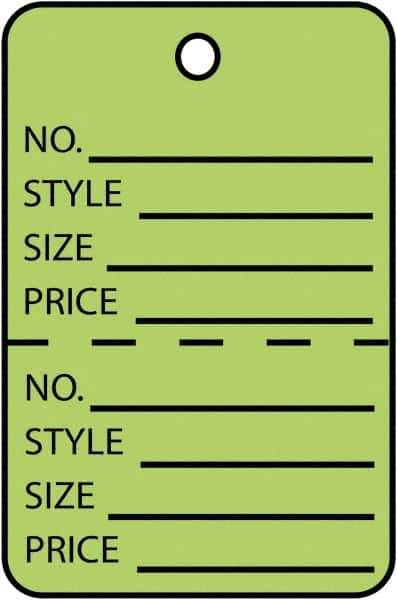 Made in USA - 1-3/4" High x 2-7/8" Long, General Information, English Safety & Facility Retail Tag - Green Cardstock - USA Tool & Supply