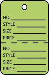 Made in USA - 1-1/4" High x 1-7/8" Long, General Information, English Safety & Facility Retail Tag - Green Cardstock - USA Tool & Supply