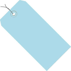 Made in USA - 5-1/4" High x 2-5/8" Long, Safety & Facility Blank Tag - Light Blue Cardstock - USA Tool & Supply