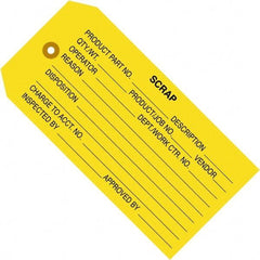 Made in USA - 4-3/4" High x 2-3/8" Long, Scrap, English Safety & Facility Inspection Tag - Yellow Cardstock - USA Tool & Supply