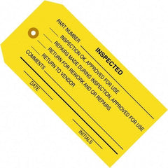 Made in USA - 4-3/4" High x 2-3/8" Long, Inspected, English Safety & Facility Inspection Tag - Yellow Cardstock - USA Tool & Supply