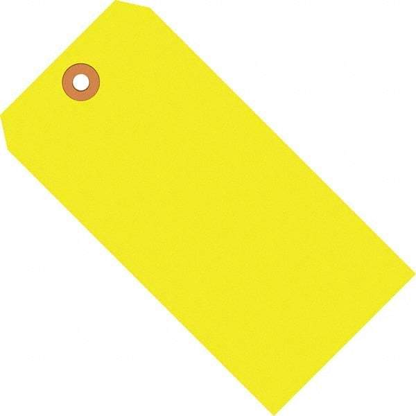 Made in USA - 5-3/4" High x 2-7/8" Long, Safety & Facility Blank Tag - Fluorescent Yellow Cardstock - USA Tool & Supply