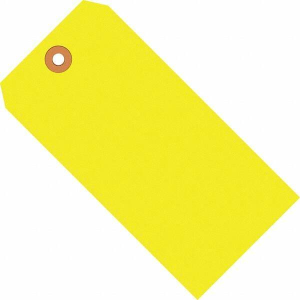 Made in USA - 6-1/4" High x 3-1/8" Long, Safety & Facility Blank Tag - Fluorescent Yellow Cardstock - USA Tool & Supply