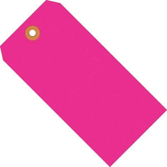 Made in USA - 5-3/4" High x 2-7/8" Long, Safety & Facility Blank Tag - Fluorescent Pink Cardstock - USA Tool & Supply
