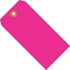 Made in USA - 4-1/4" High x 2-1/8" Long, Safety & Facility Blank Tag - Fluorescent Pink Cardstock - USA Tool & Supply