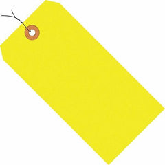 Made in USA - 5-3/4" High x 2-7/8" Long, Safety & Facility Blank Tag - Fluorescent Yellow Cardstock - USA Tool & Supply